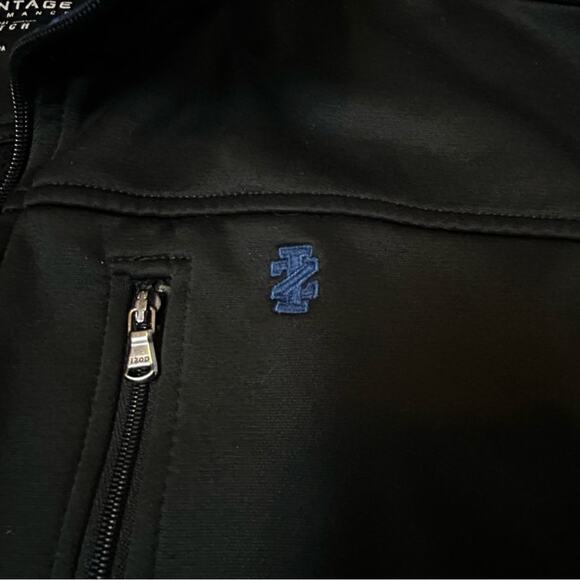 Izod Vest Men Size M Black Blue Full Zip Fleece Lined Stretch Advantage Pockets - Picture 5 of 8